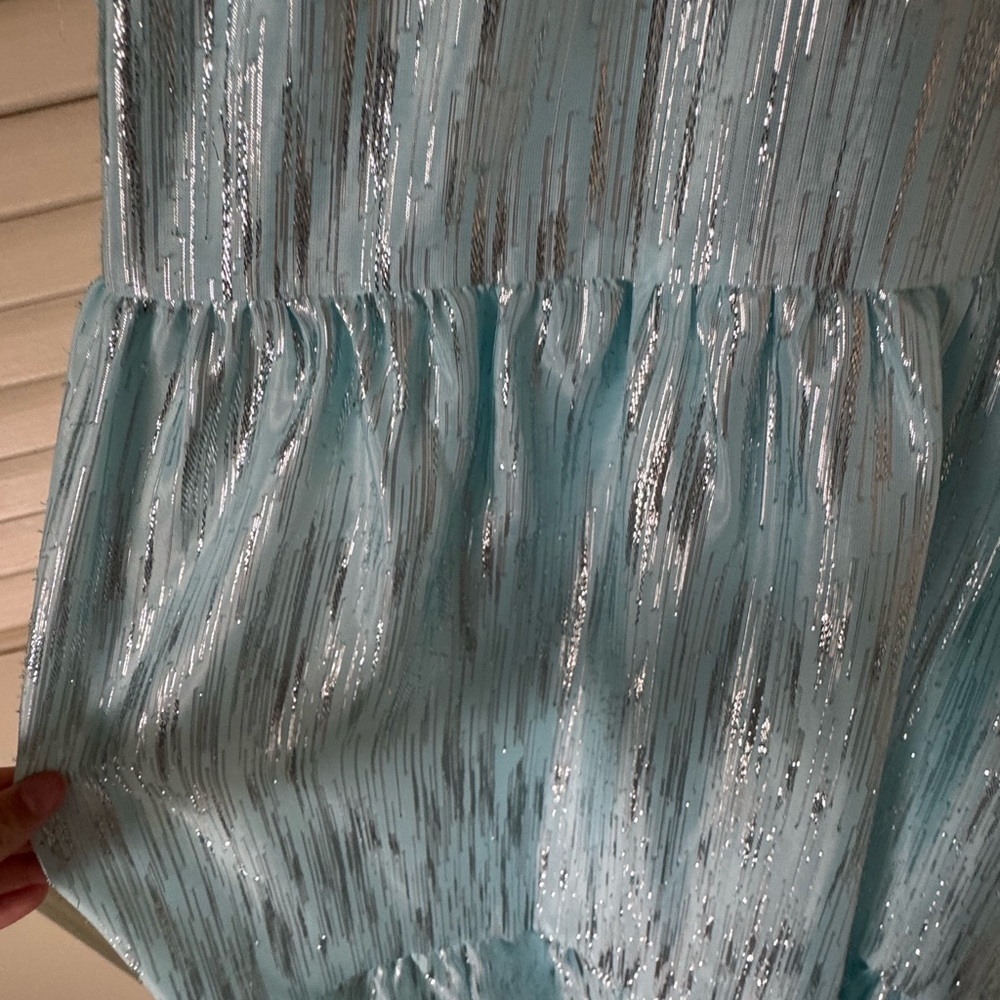 Aidan by Aidan Mattox Women's Blue Organza Tiered Cutout Maxi Dress Size 2 - Picture 4 of 6